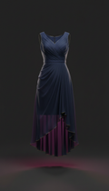 Navy Chiffon Cocktail Dress With Asymmetrical Hem
