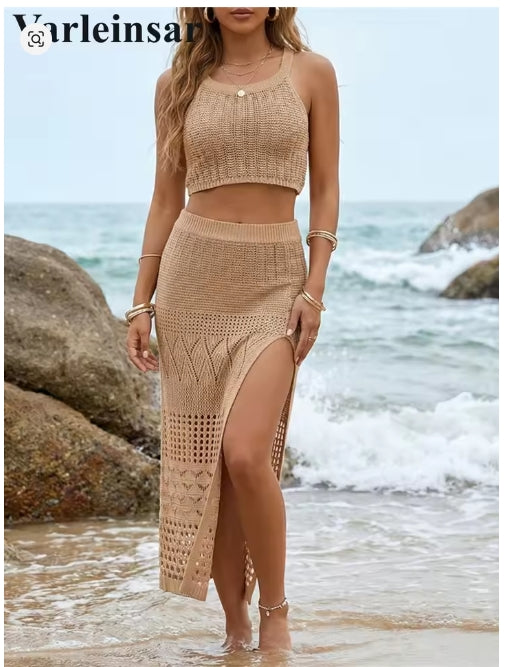 Women's 2-Piece Knit Tunic Beach Set V8268