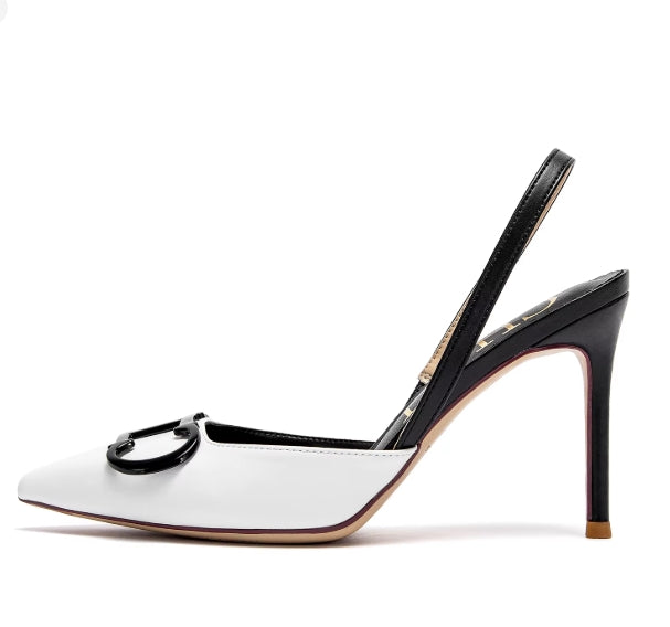 CHCH Black & Red High Heel Slingback Pumps
