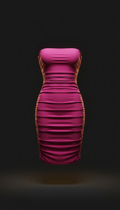 Fuchsia Ruched Bodycon Evening Dress