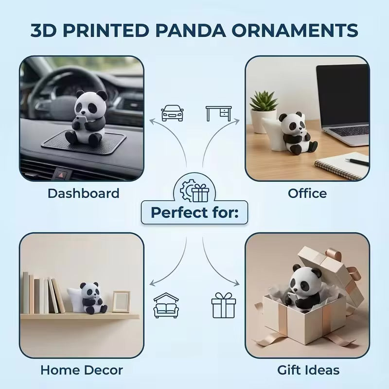 Panda 3D Printed Ornament