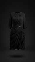 Black chiffon ruched cocktail dress