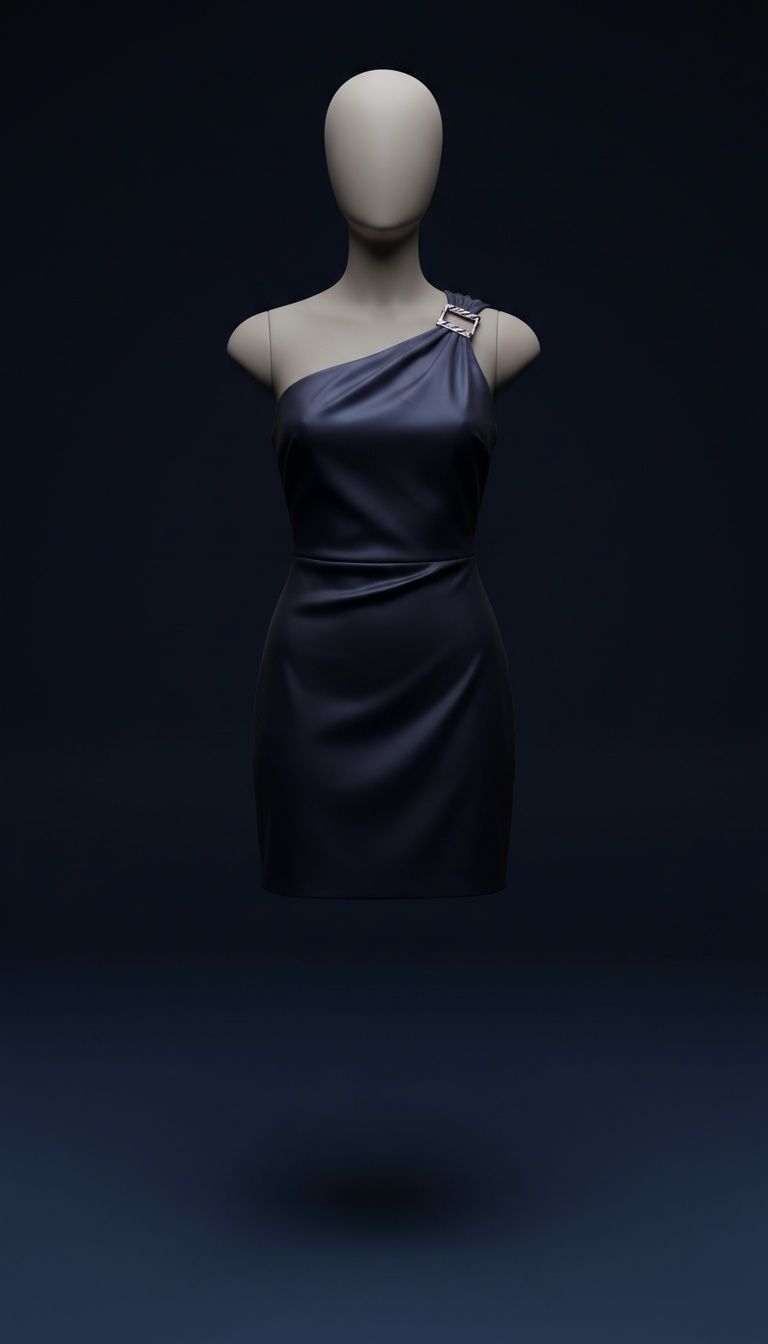 Satin one-shoulder mini dress